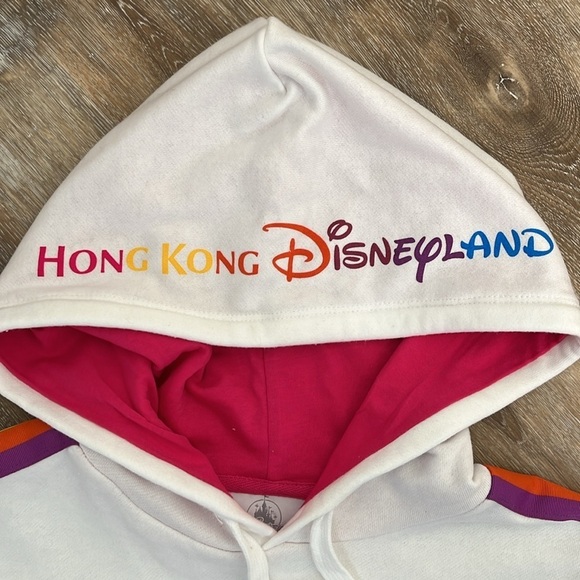 NWT Disneyland Retro Hooded Sweatshirt Women's Medium Castle Stripes Hong Kong - Picture 4 of 16